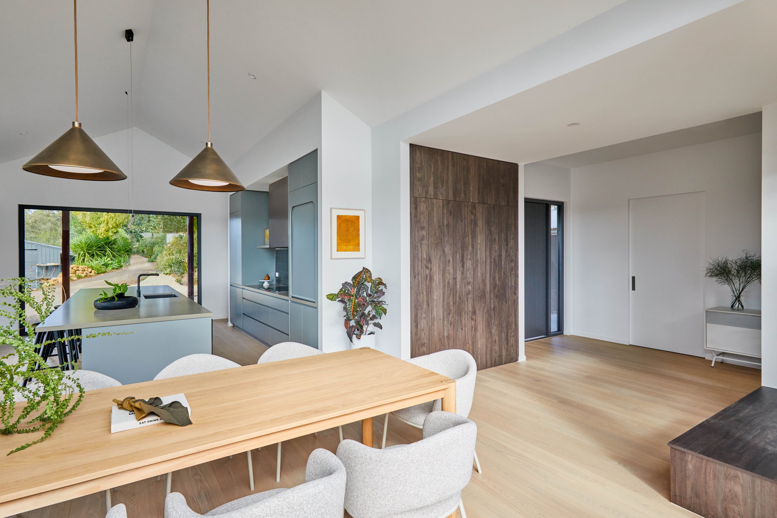 Kitchen Scullery Hallway With Handleless Cabinetry And European Oak Flooring