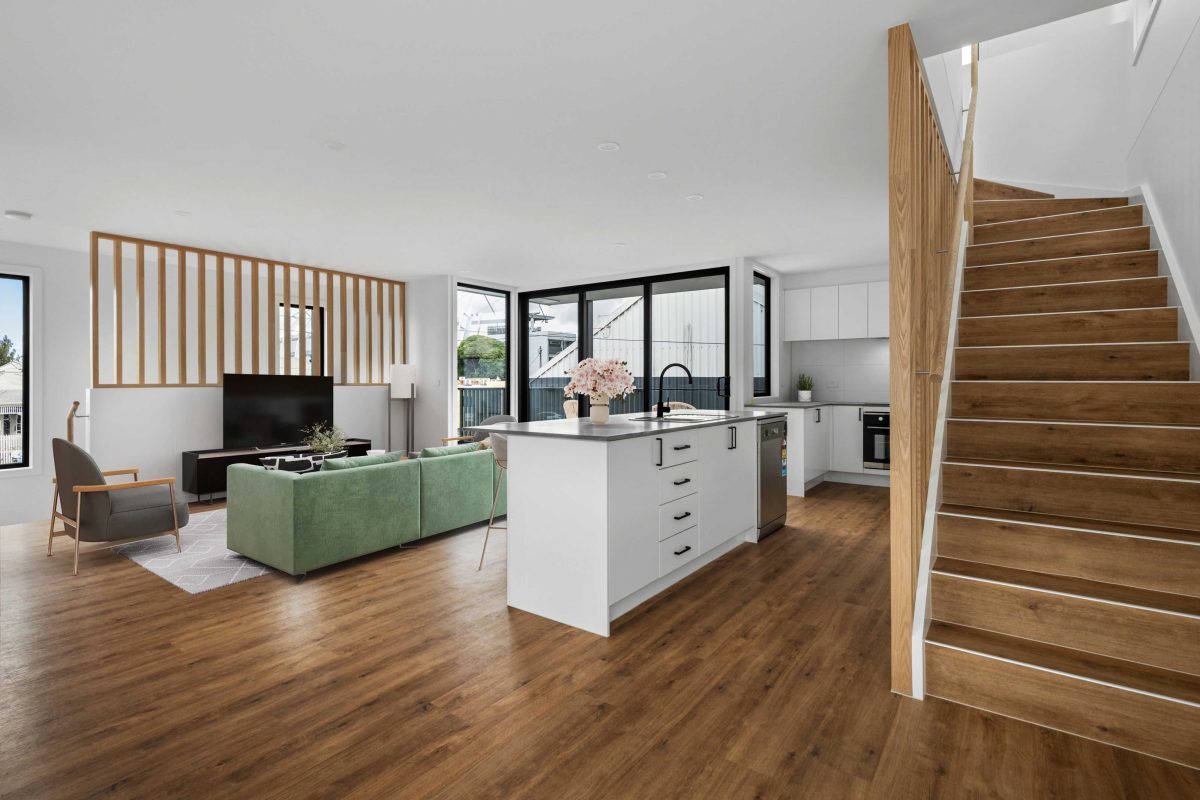 Townhouse Development South Geelong – Timber-Floored Landing At The Base Of The Internal Staircase