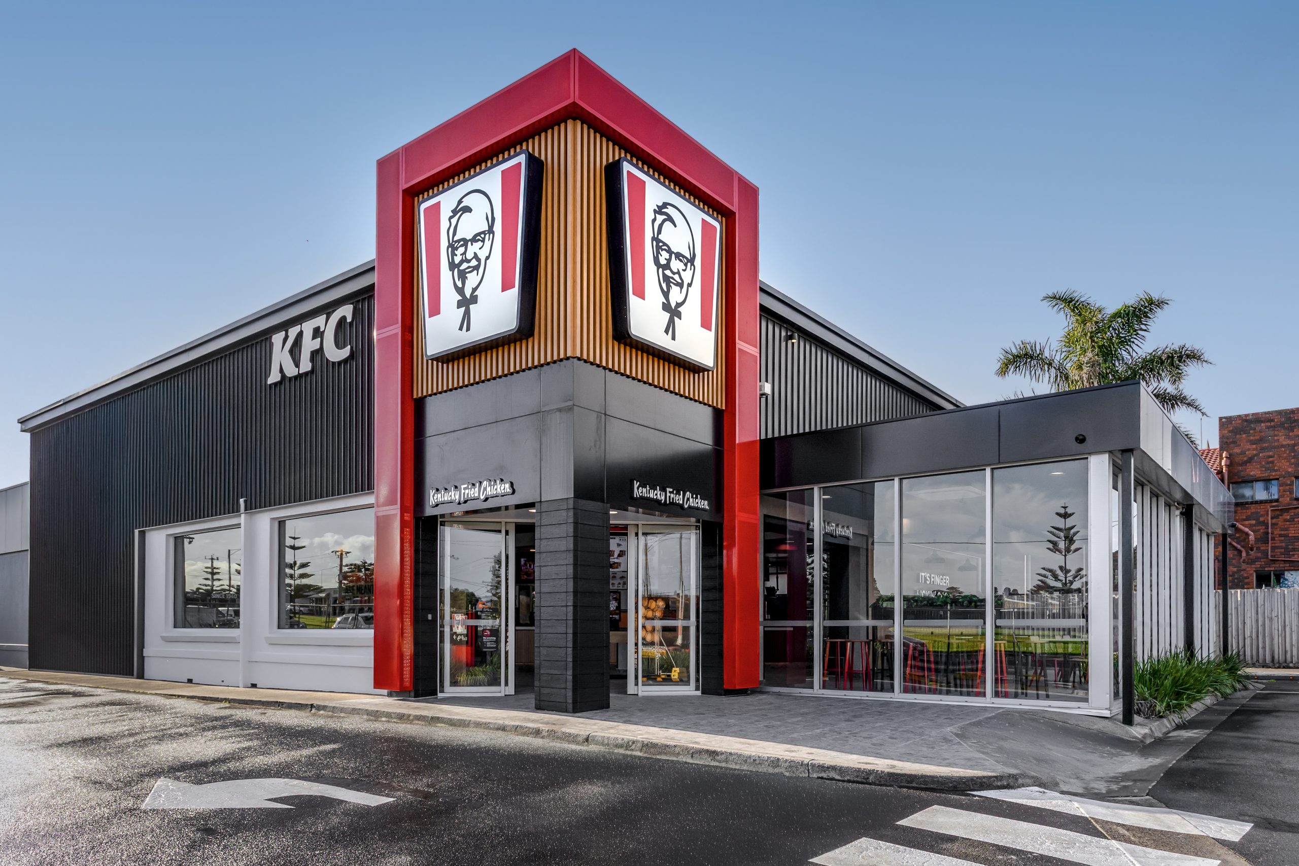 Modern Exterior Of The Kfc Restaurant In Warrnambool, A Commercial Construction Project Completed By Fox Building Group.