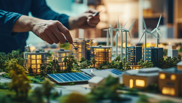 2026 Ncc Commercial Fit-Out Sustainability Model With Solar Panels And Wind Turbines